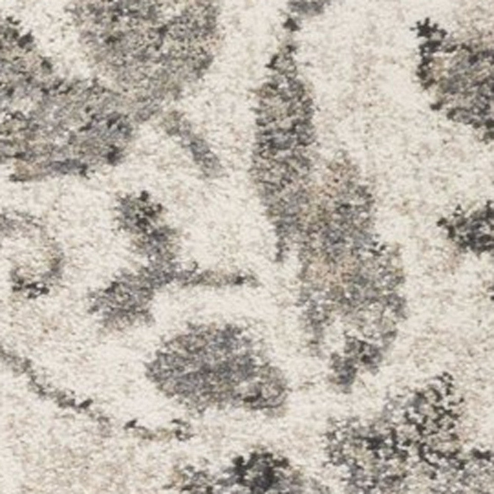 8' X 10' Gray And Tan Floral Distressed Area Rug
