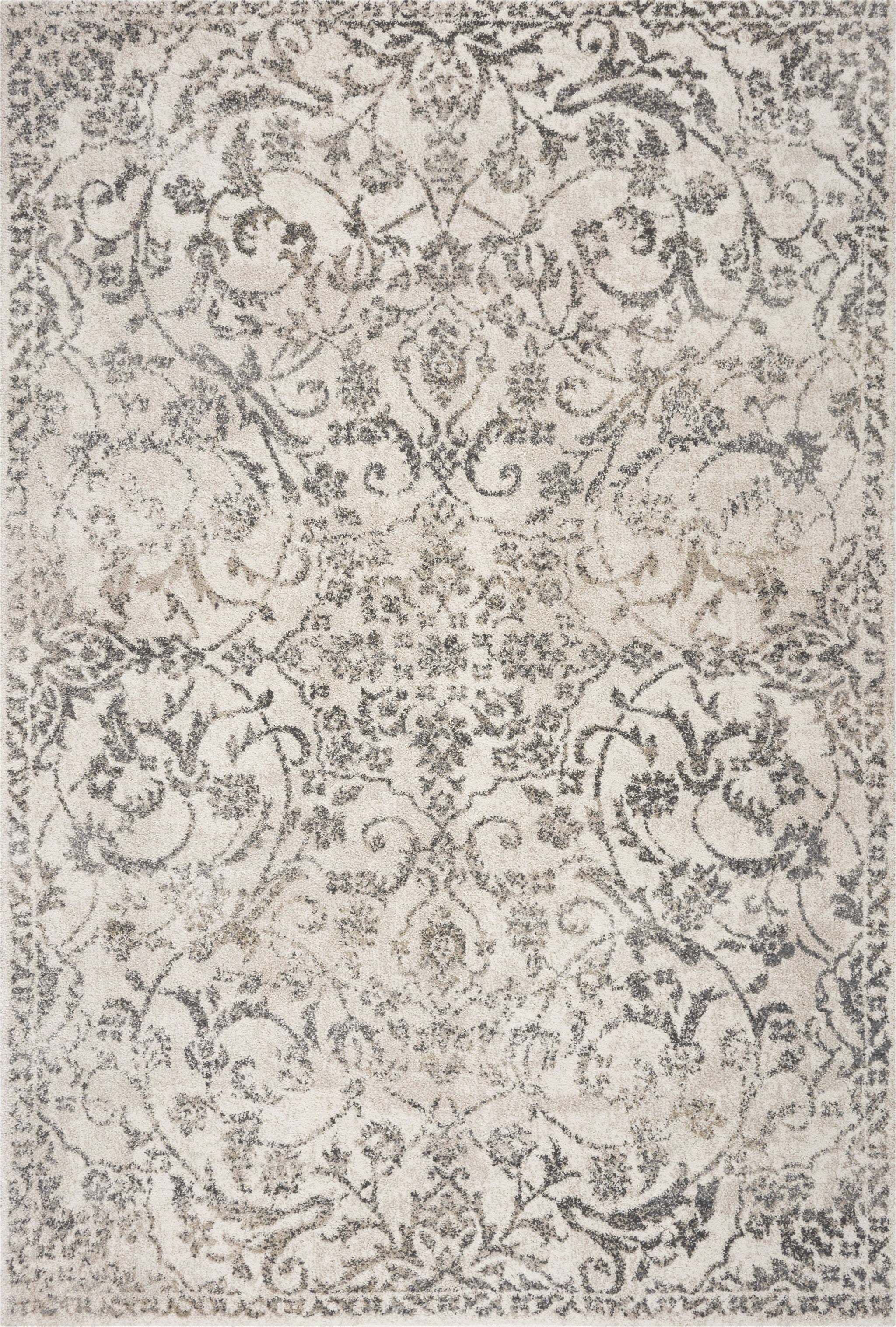 8' X 10' Ivory And Brown Floral Medallion Distressed Area Rug