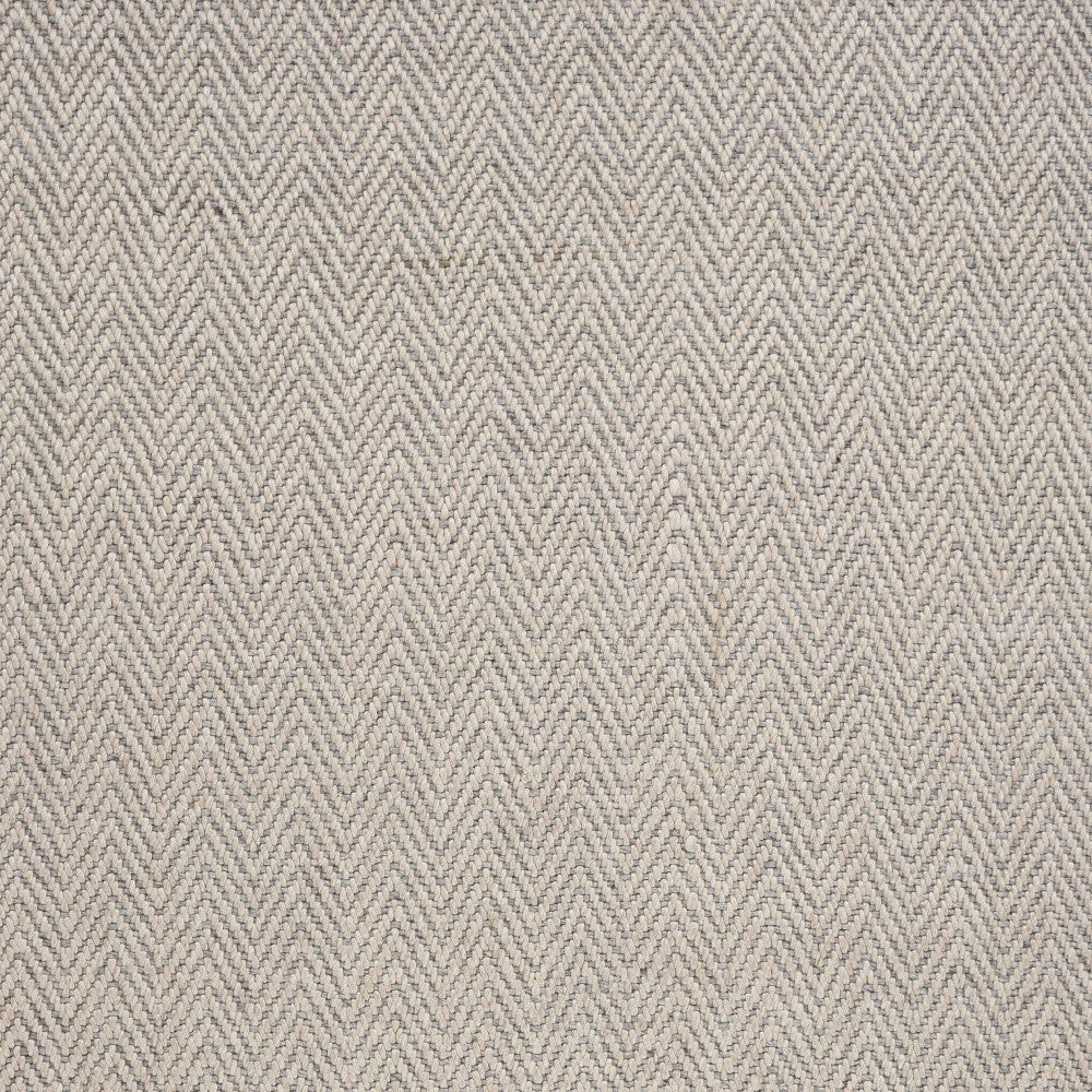 8' X 10' Beige And Gray Wool Chevron Hand Woven Area Rug With Fringe