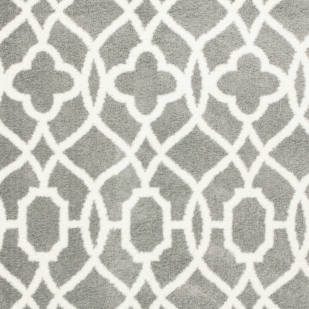 8' X 11' Gray And Ivory Ogee Area Rug