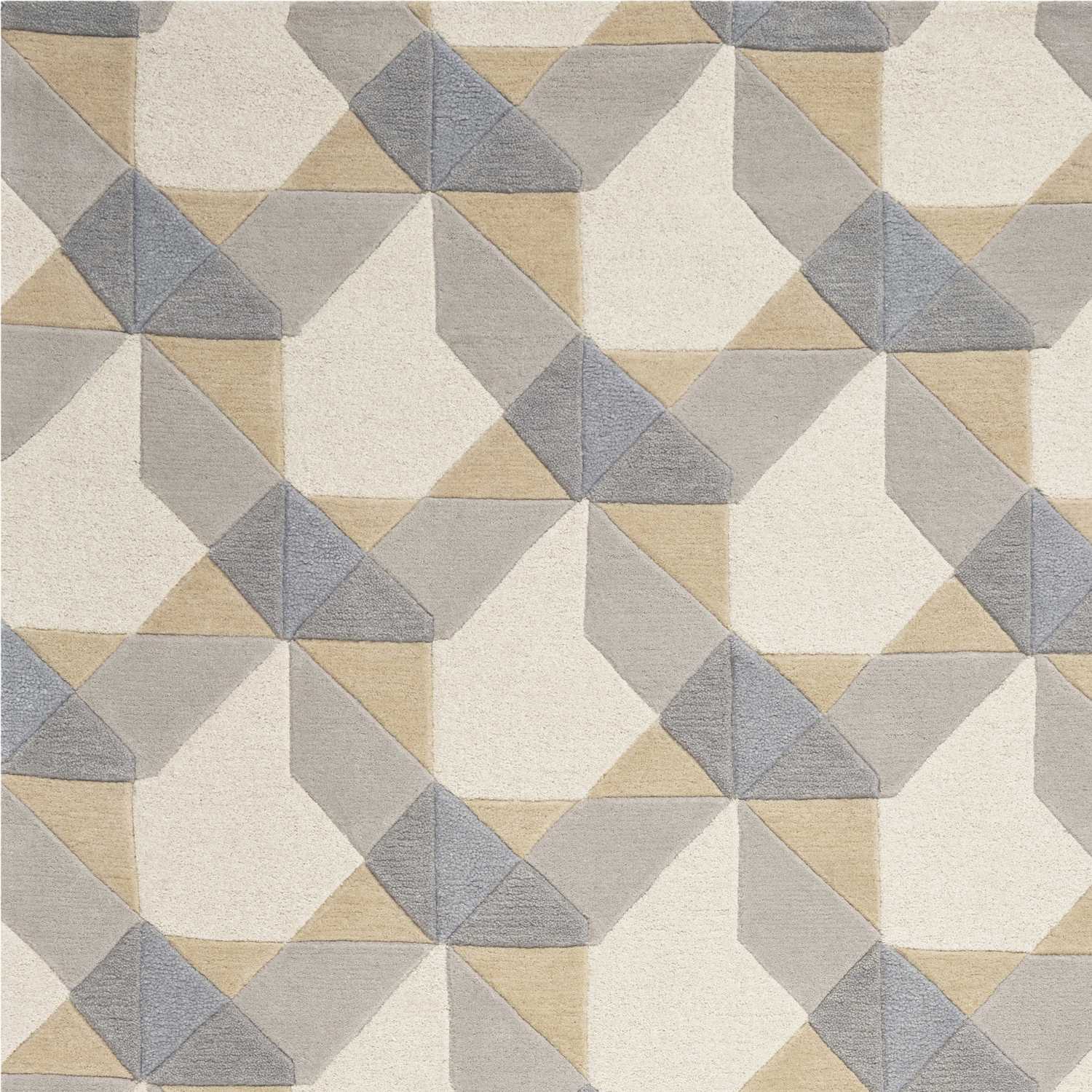 8' X 11' Ivory Gray And Cream Wool Geometric Hand Tufted Area Rug
