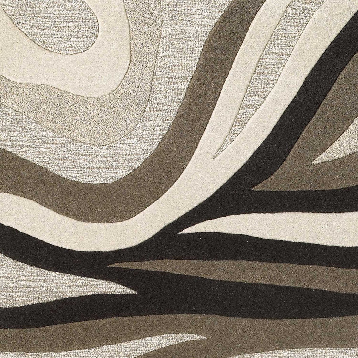 8' X 10' Beige Ivory And Black Wool Abstract Hand Tufted Area Rug