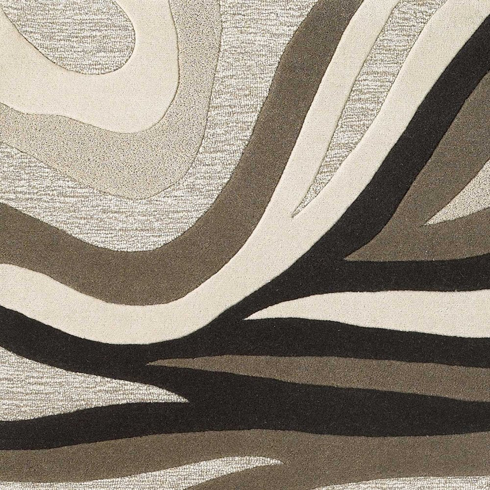 8' X 10' Beige Ivory And Black Wool Abstract Hand Tufted Area Rug