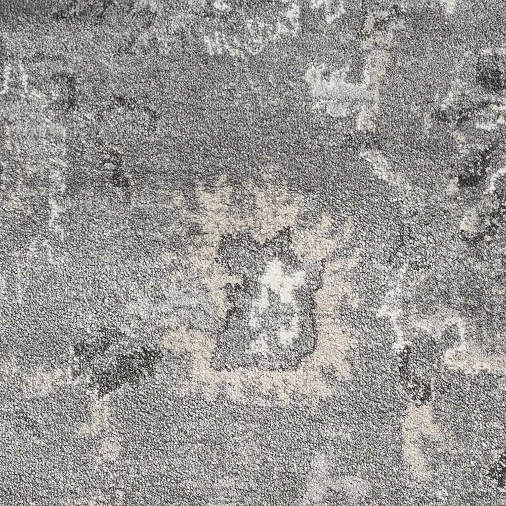 9' X 13' Gray And Light Gray Floral Medallion Area Rug