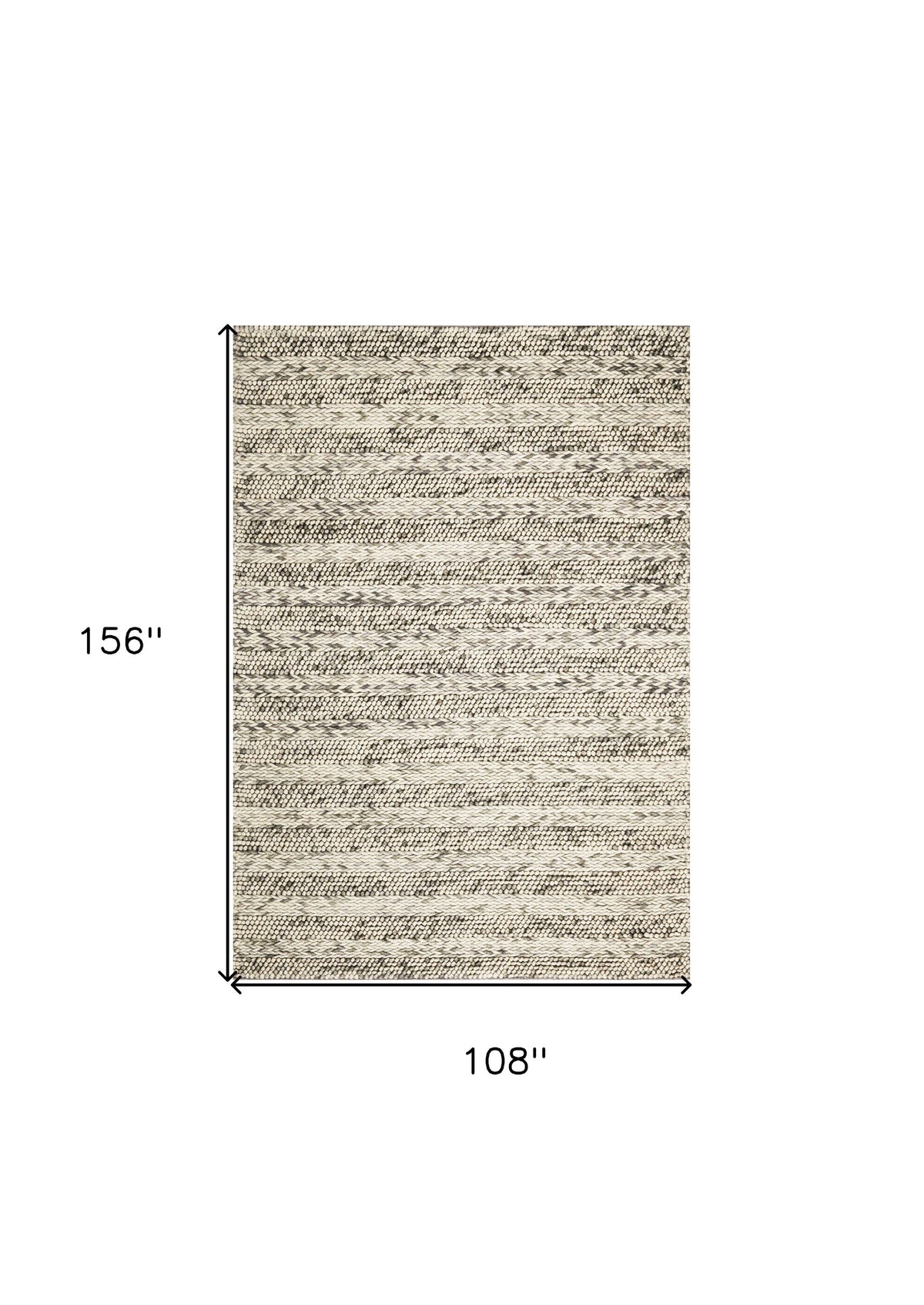 9' X 13' Wool Striped Hand Woven Area Rug