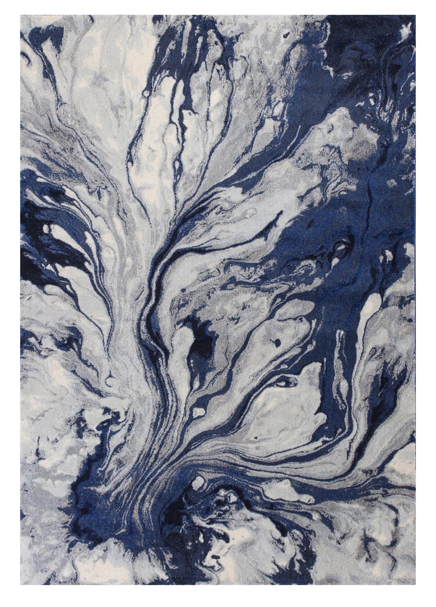 5' X 8' Blue Gray And Ivory Abstract Area Rug