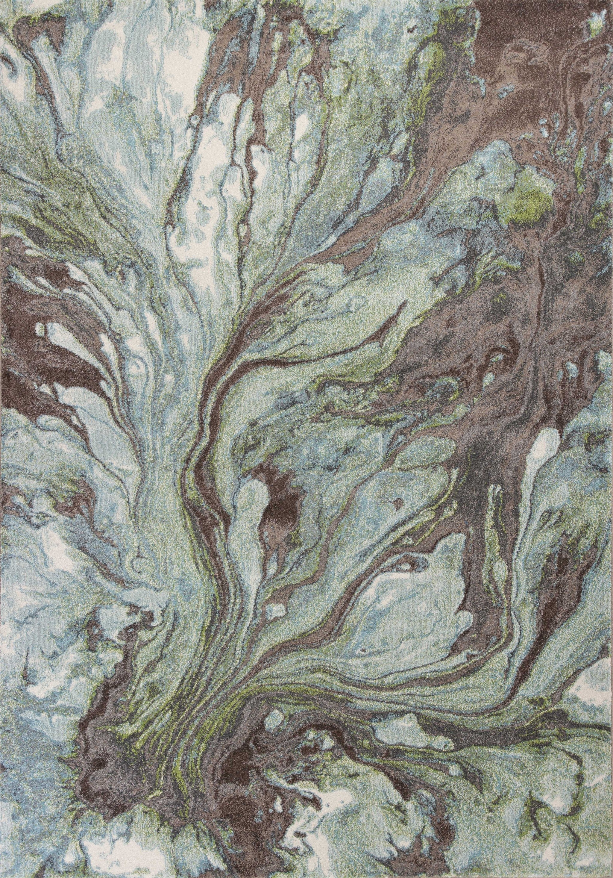 5' X 8' Green And Brown Abstract Area Rug