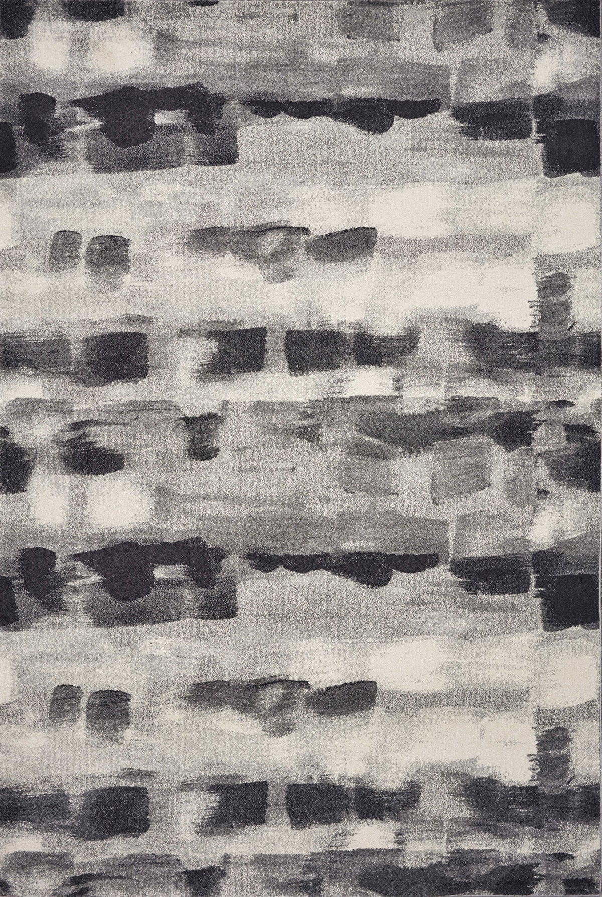5' X 8' Gray Black And Ivory Abstract Area Rug