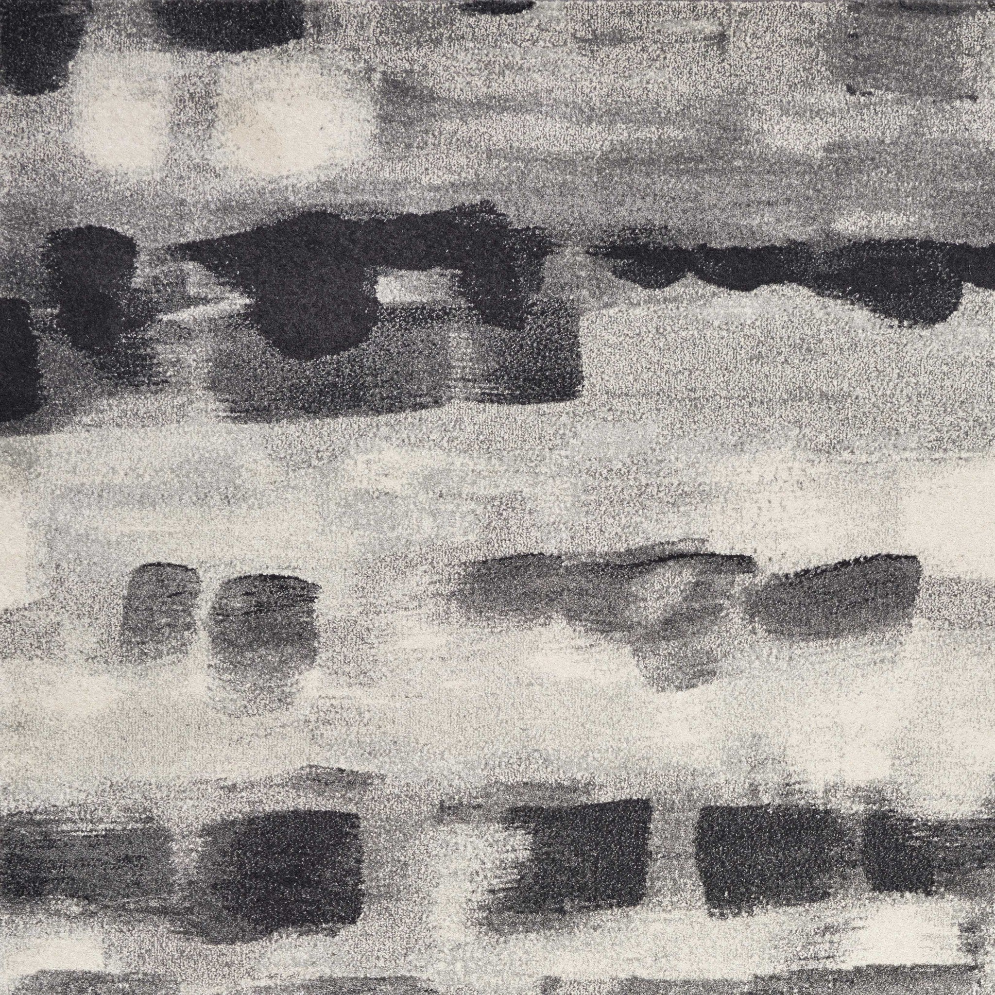 5' X 8' Gray Black And Ivory Abstract Area Rug