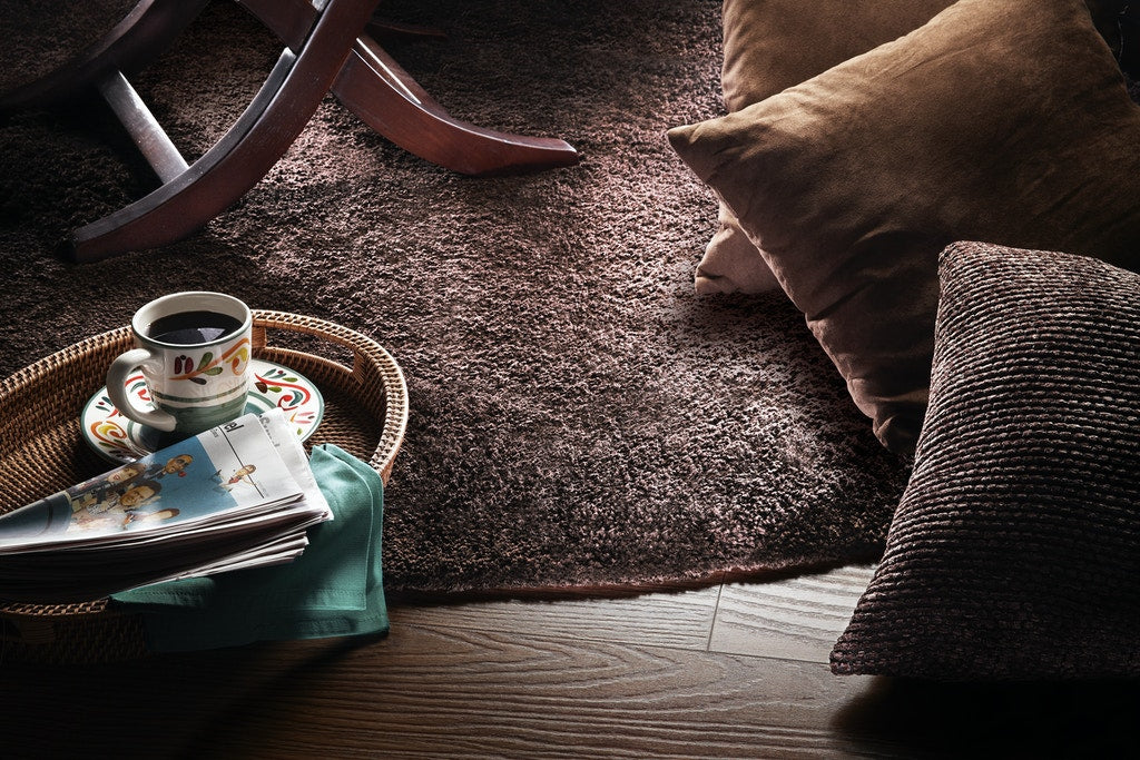 6' Espresso Shag Hand Woven Round Rug