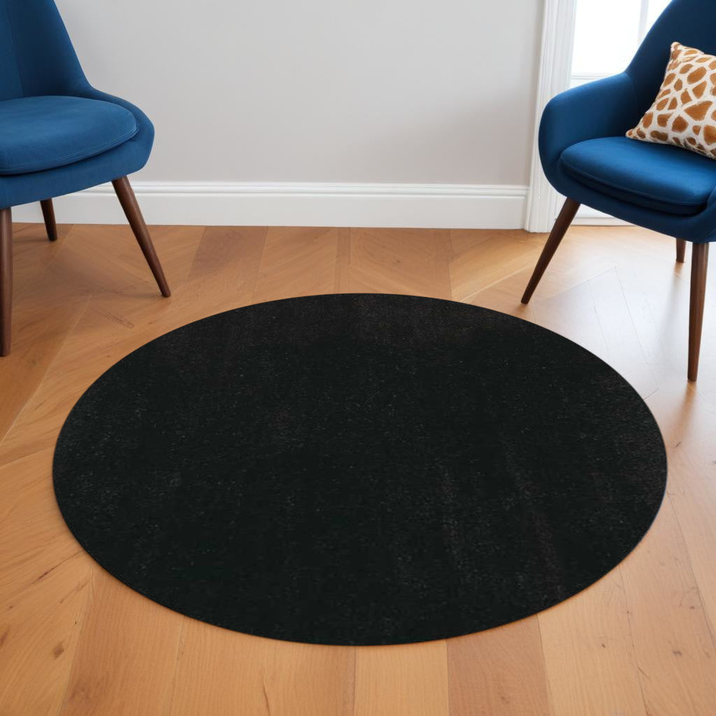 6' Espresso Shag Hand Woven Round Rug