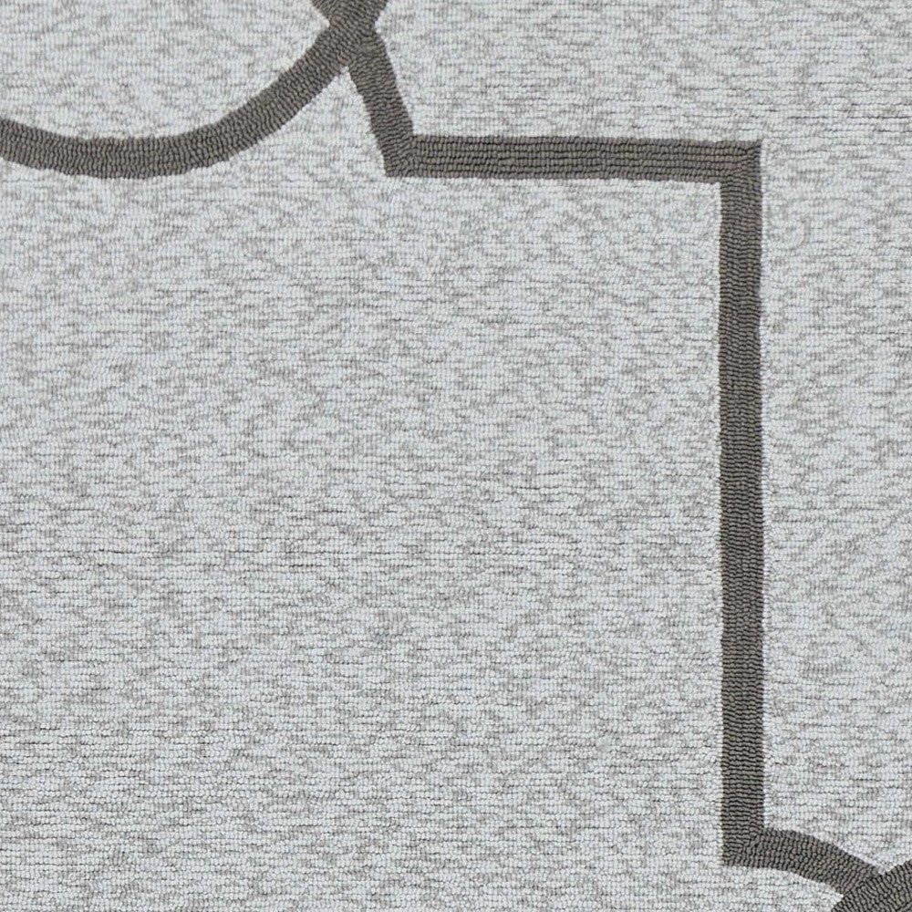 5' X 7' Ivory And Brown Geometric Handmade Indoor Outdoor Area Rug