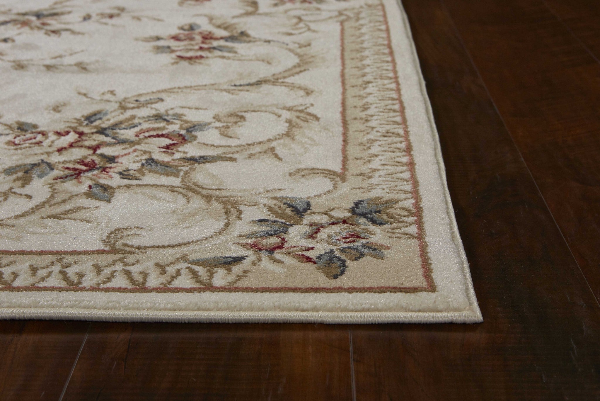 8' X 10' Ivory Red And Green Floral Medallion Area Rug