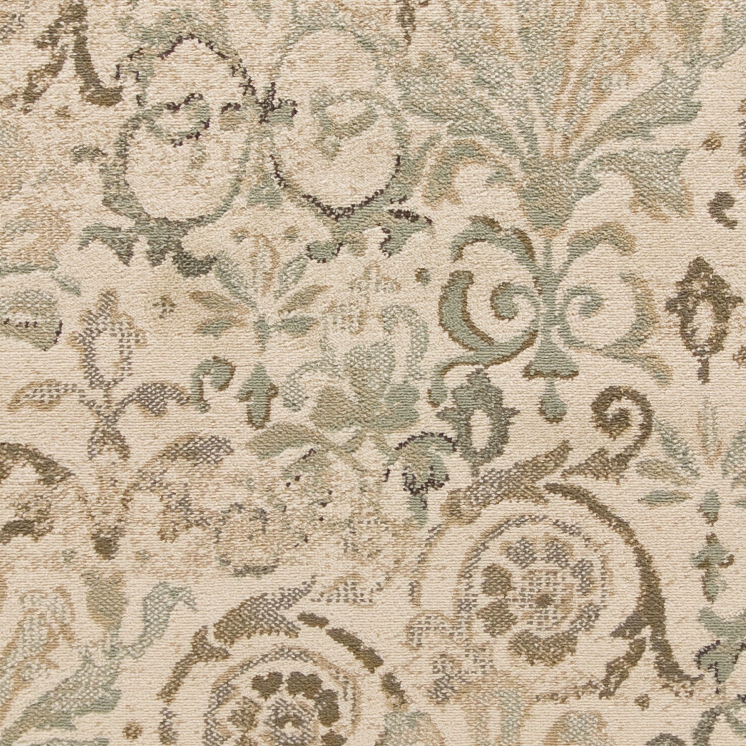 8' X 11' Ivory And Brown Floral Medallion Area Rug