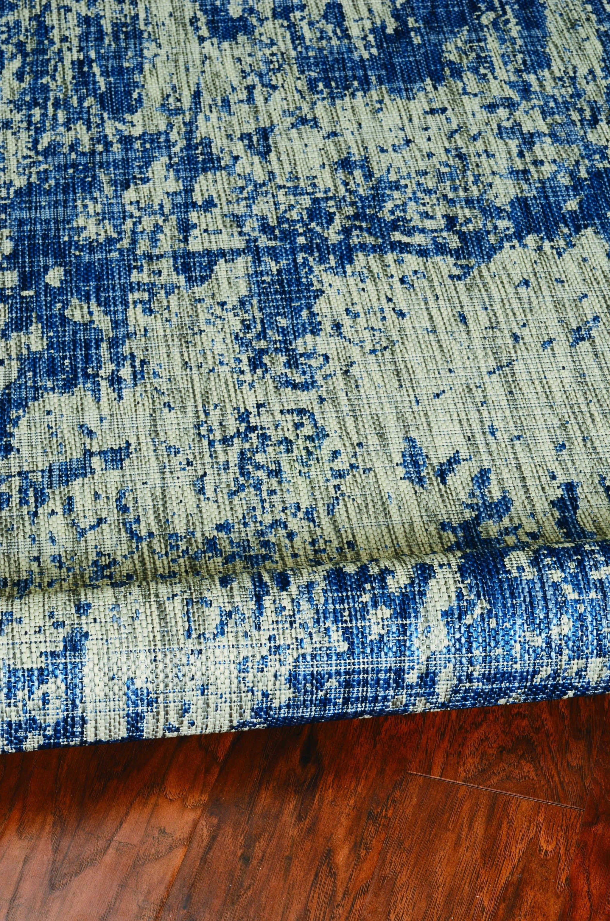 3' X 4' Green And Denim Blue Abstract Area Rug