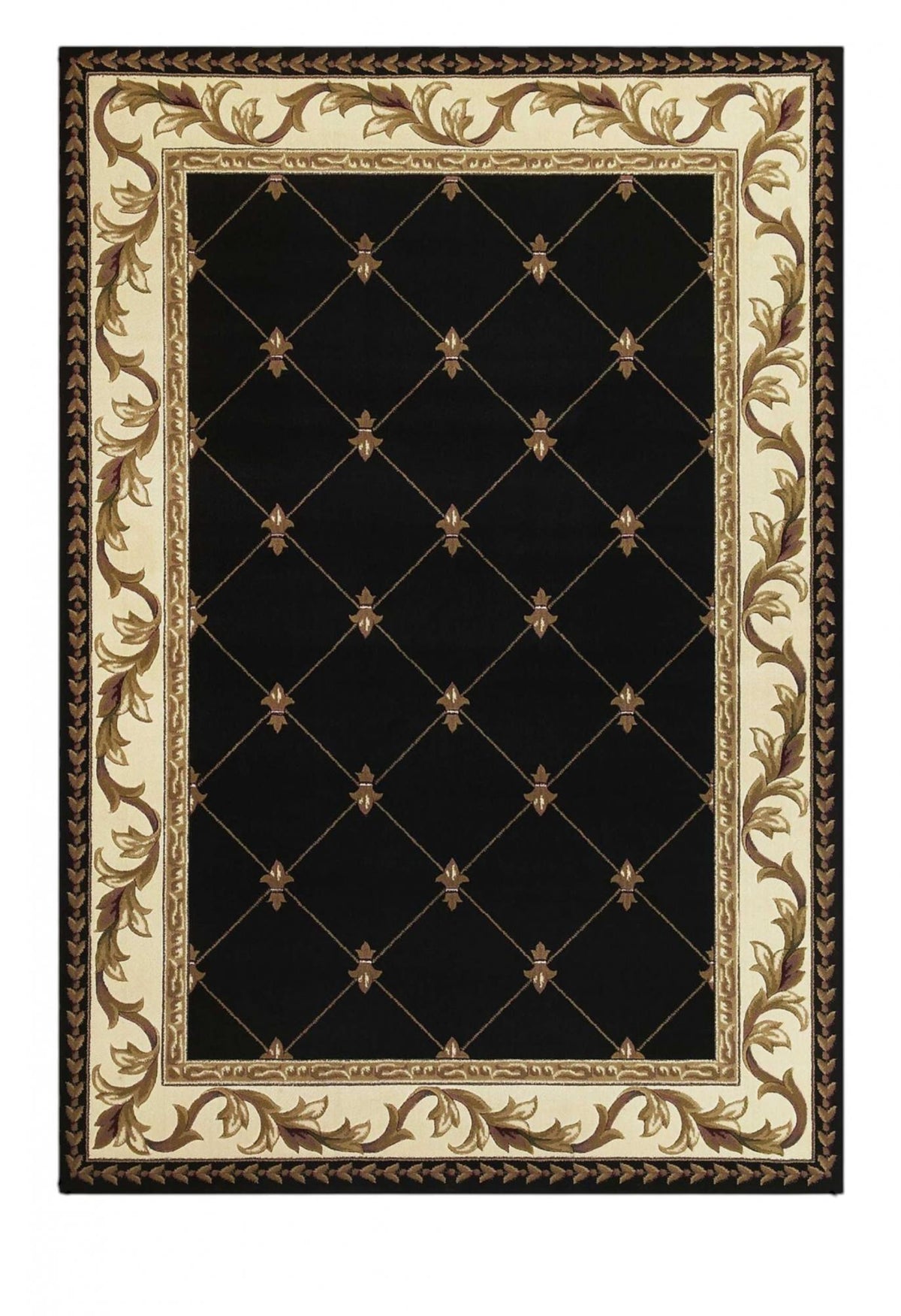 2' X 3' Brown Black And Ivory Floral Vines Area Rug