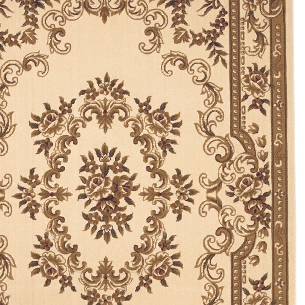 2' X 3' Beige And Brown Floral Medallion Area Rug