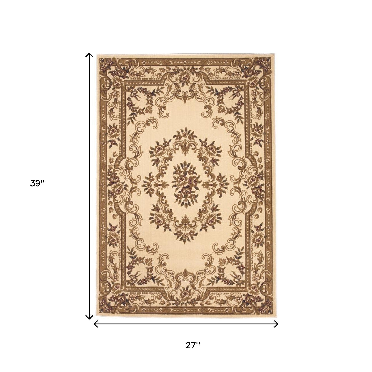 2' X 3' Beige And Brown Floral Medallion Area Rug