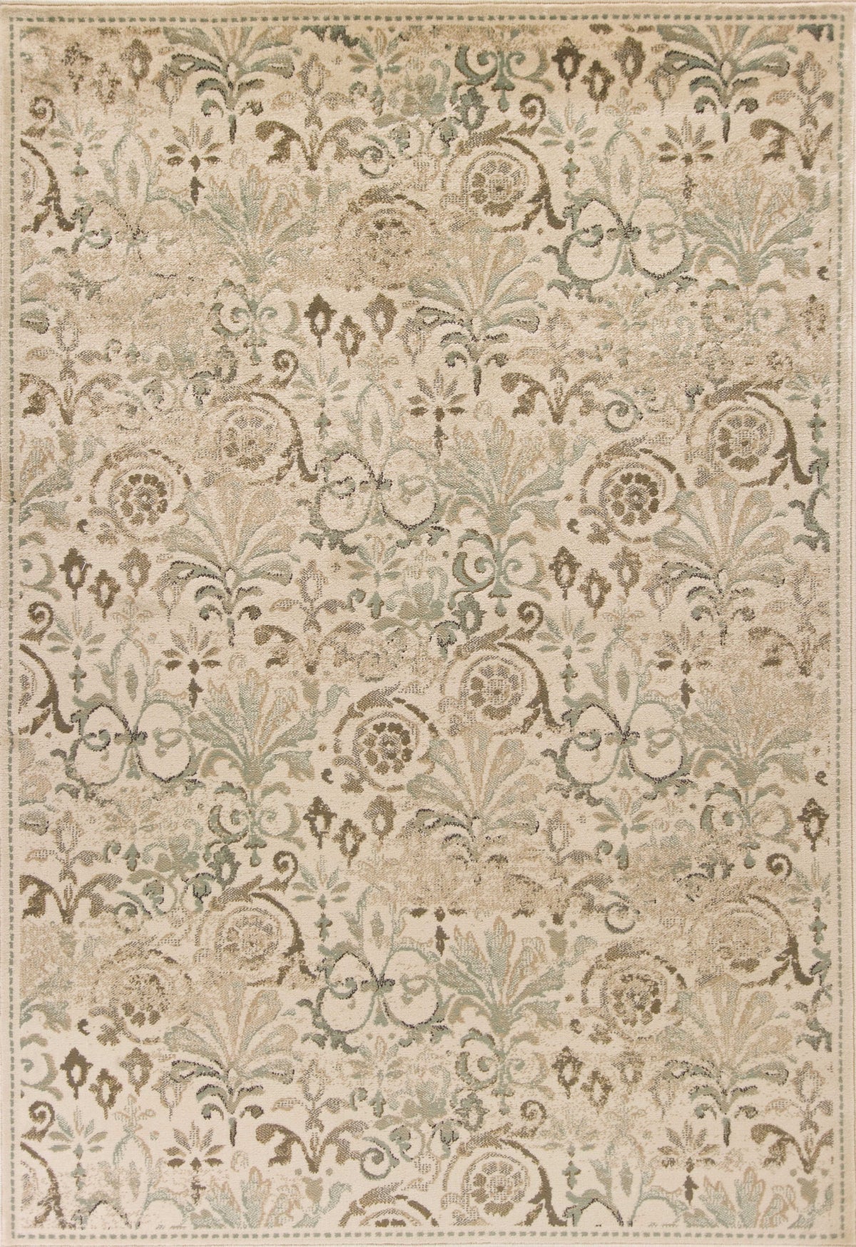 3' X 5' Ivory And Brown Floral Medallion Area Rug