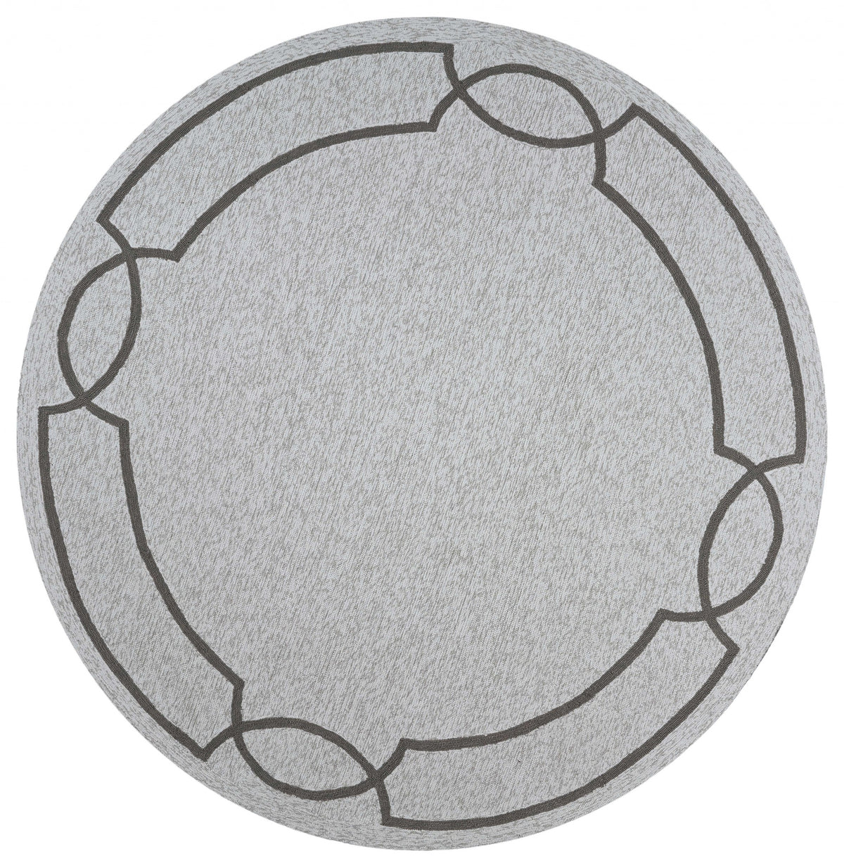 7' Ivory And Brown Round Geometric Handmade Indoor Outdoor Area Rug