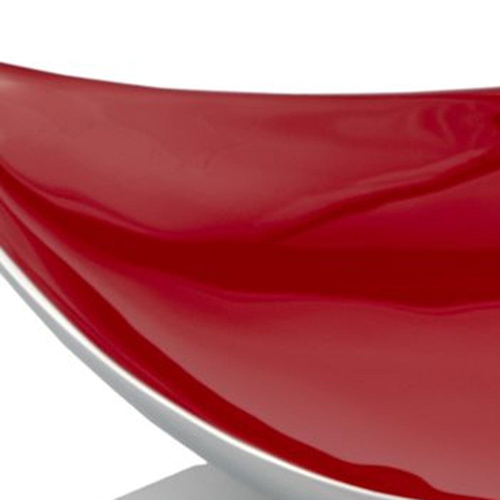 14" Silver And Red Triangular Bowl