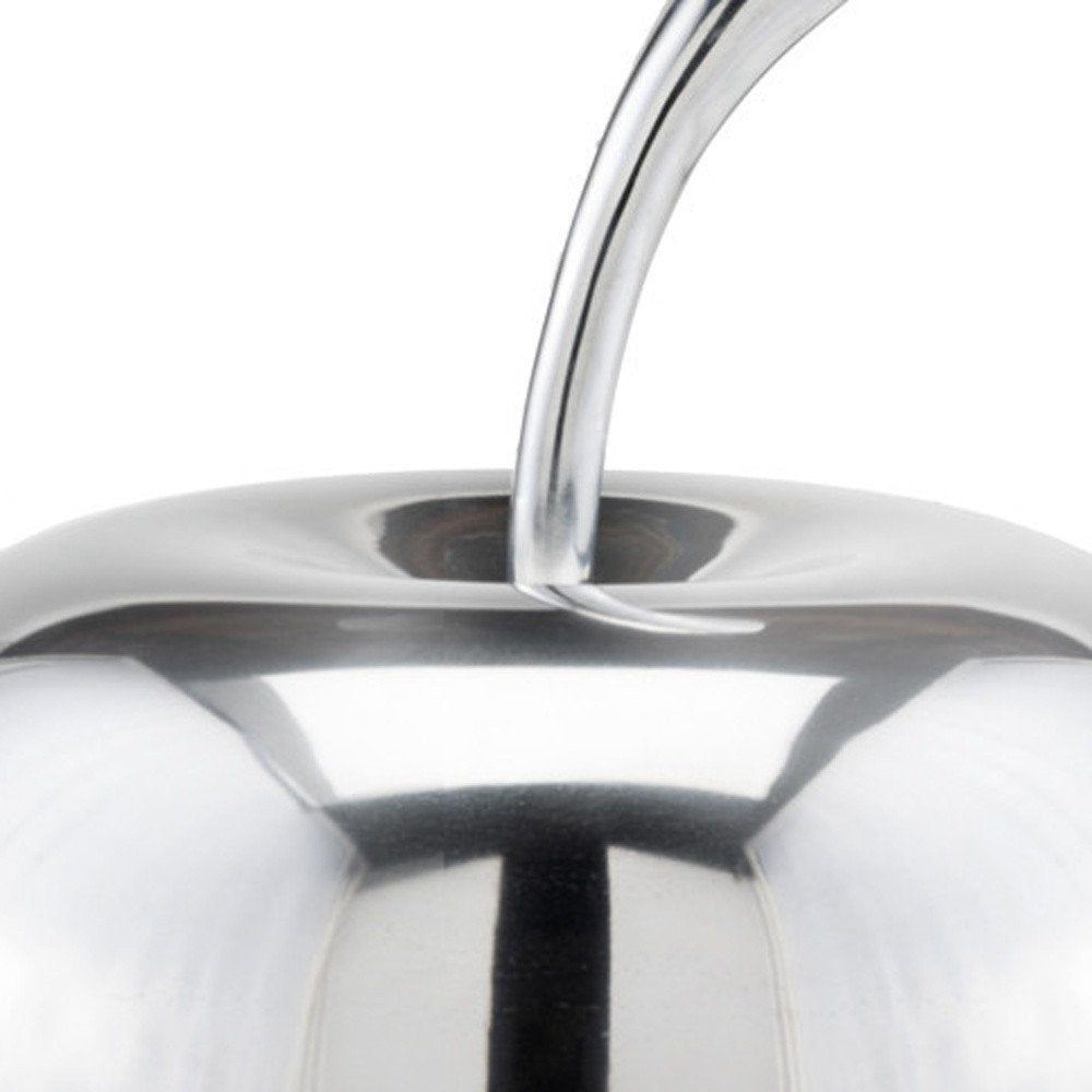 11" Silver Buffed Aluminum Decorative Apple Tabletop Sculpture