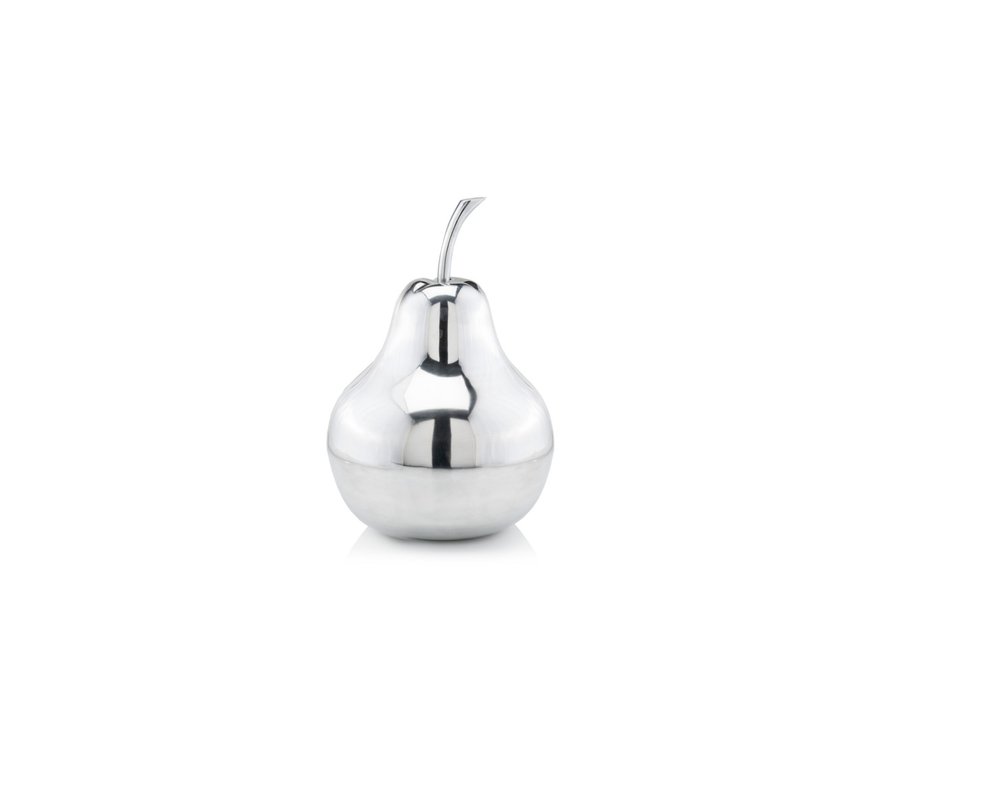 11" Silver Buffed Aluminum Decorative Pear Tabletop Sculpture