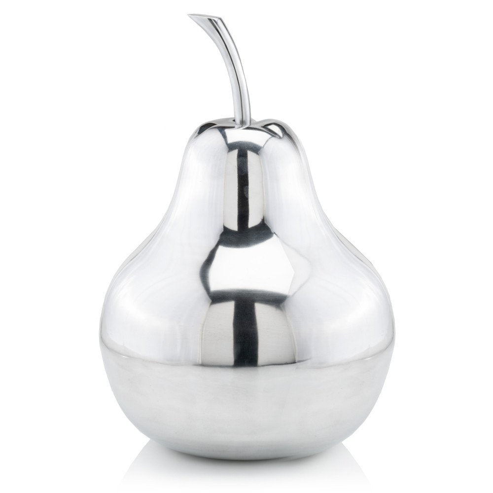 11" Silver Buffed Aluminum Decorative Pear Tabletop Sculpture