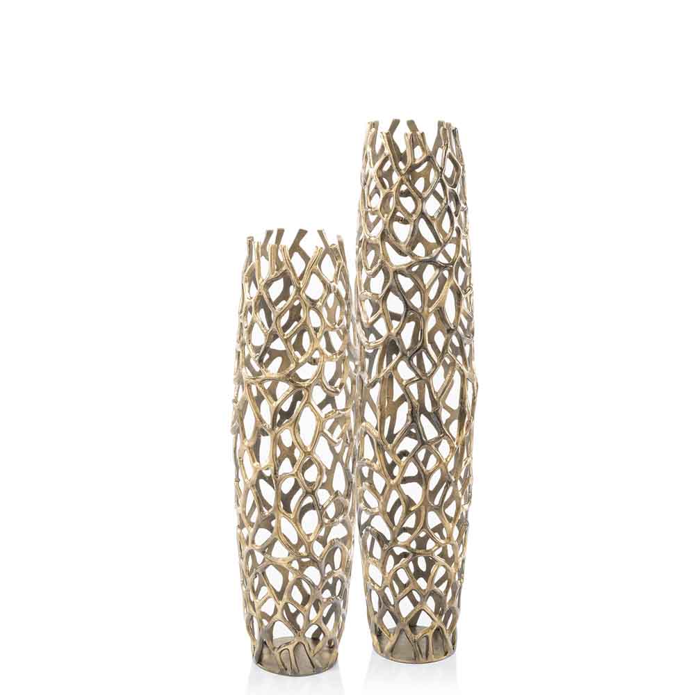 47" Aluminum Gold Twigs Cylinder Floor Vase
