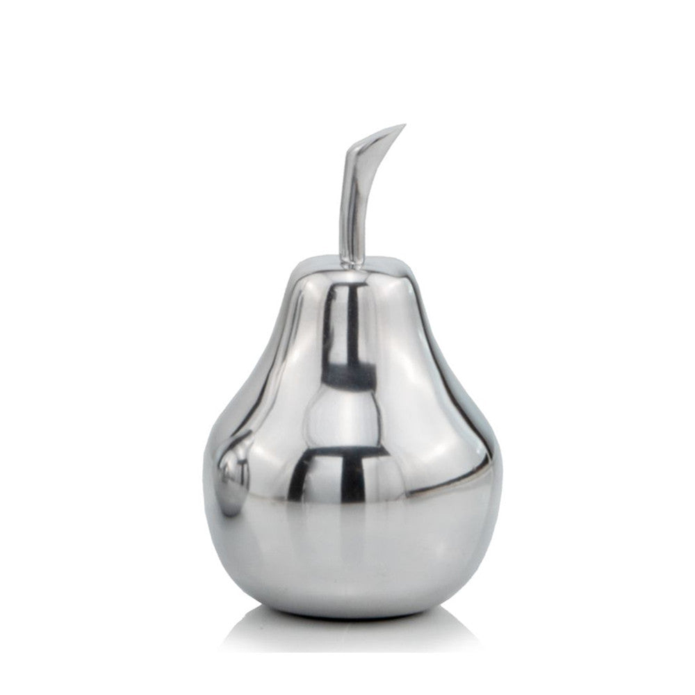 11" Silver Buffed Aluminum Decorative Pear Tabletop Sculpture