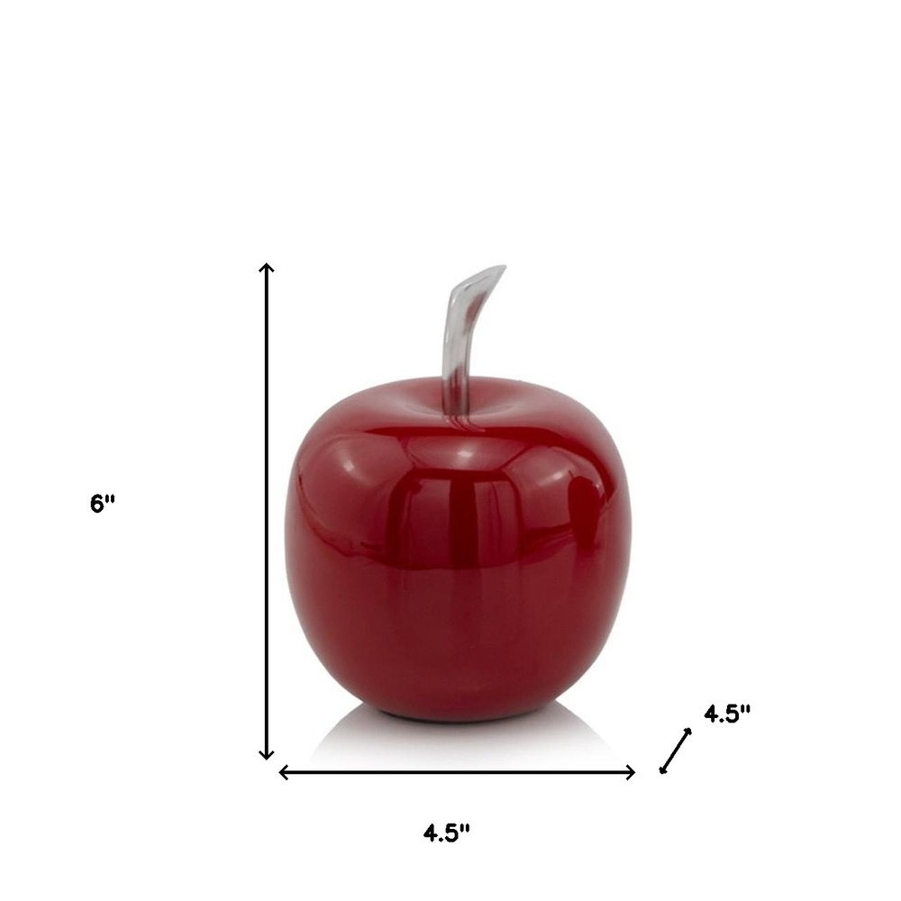 11" Red and Silver Aluminum Decorative Apple