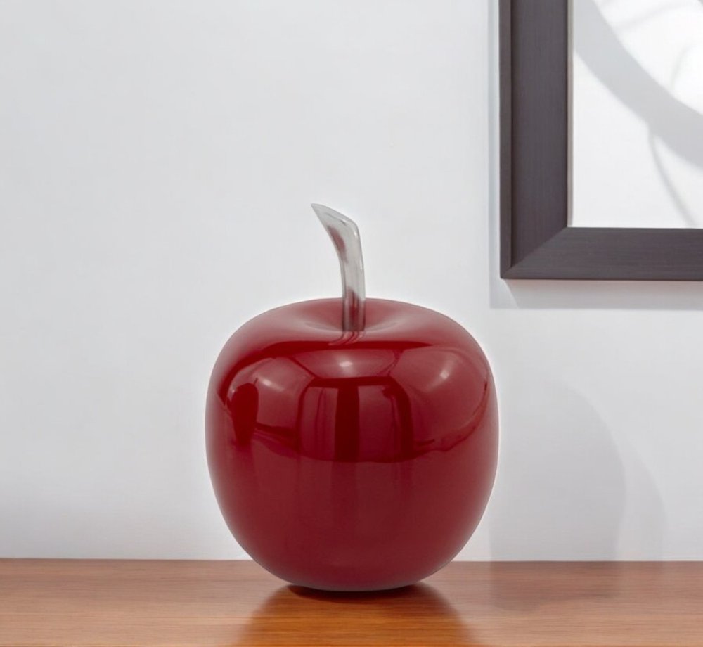 11" Red and Silver Aluminum Decorative Apple