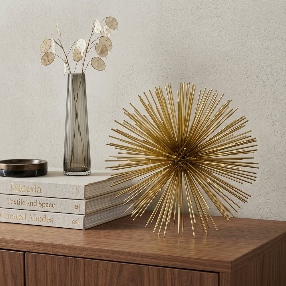 10" Antique Gold Finish Large Urchin Sphere
