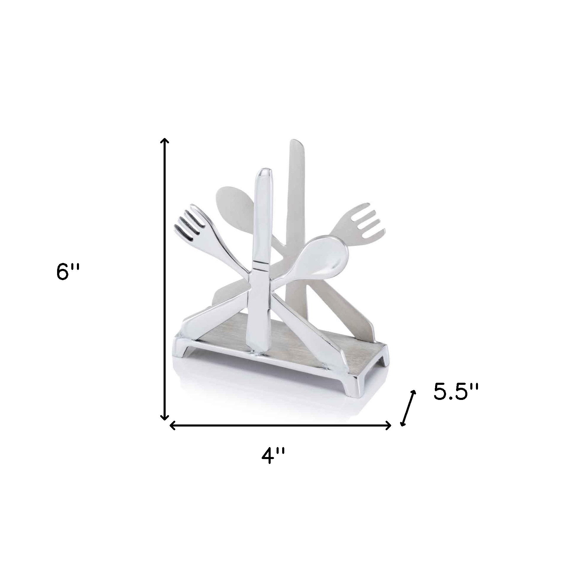 6" Aluminum Cutlery Design Free Standing Napkin Holder