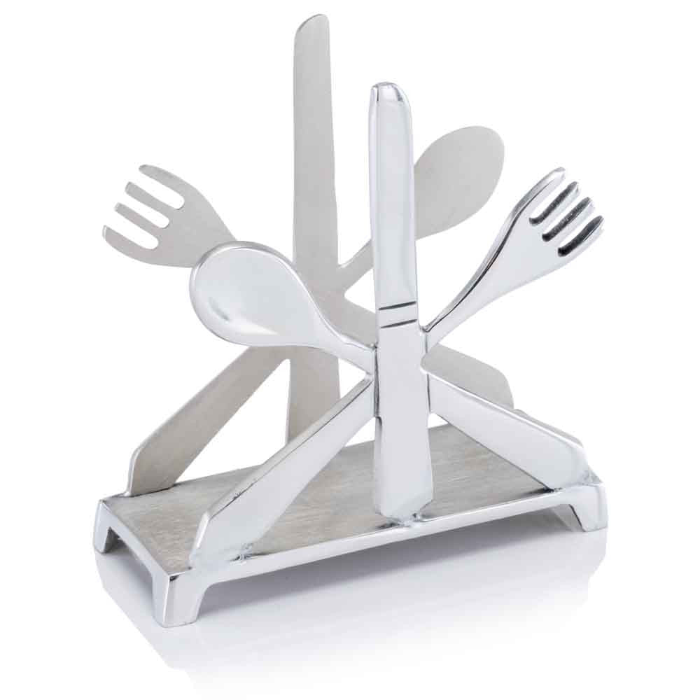 6" Aluminum Cutlery Design Free Standing Napkin Holder