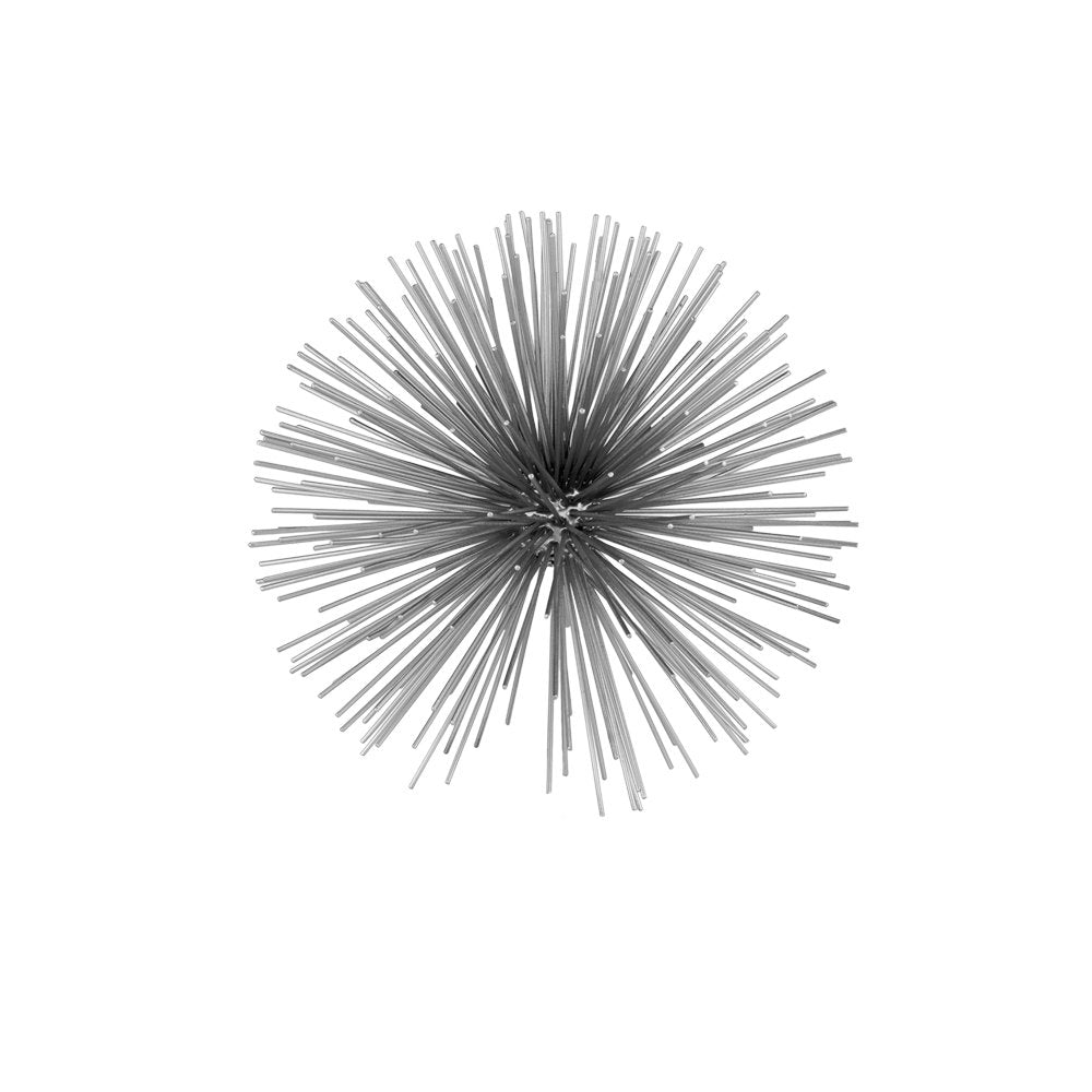 10" Silver Metal Spiky Sphere Tabletop Sculpture
