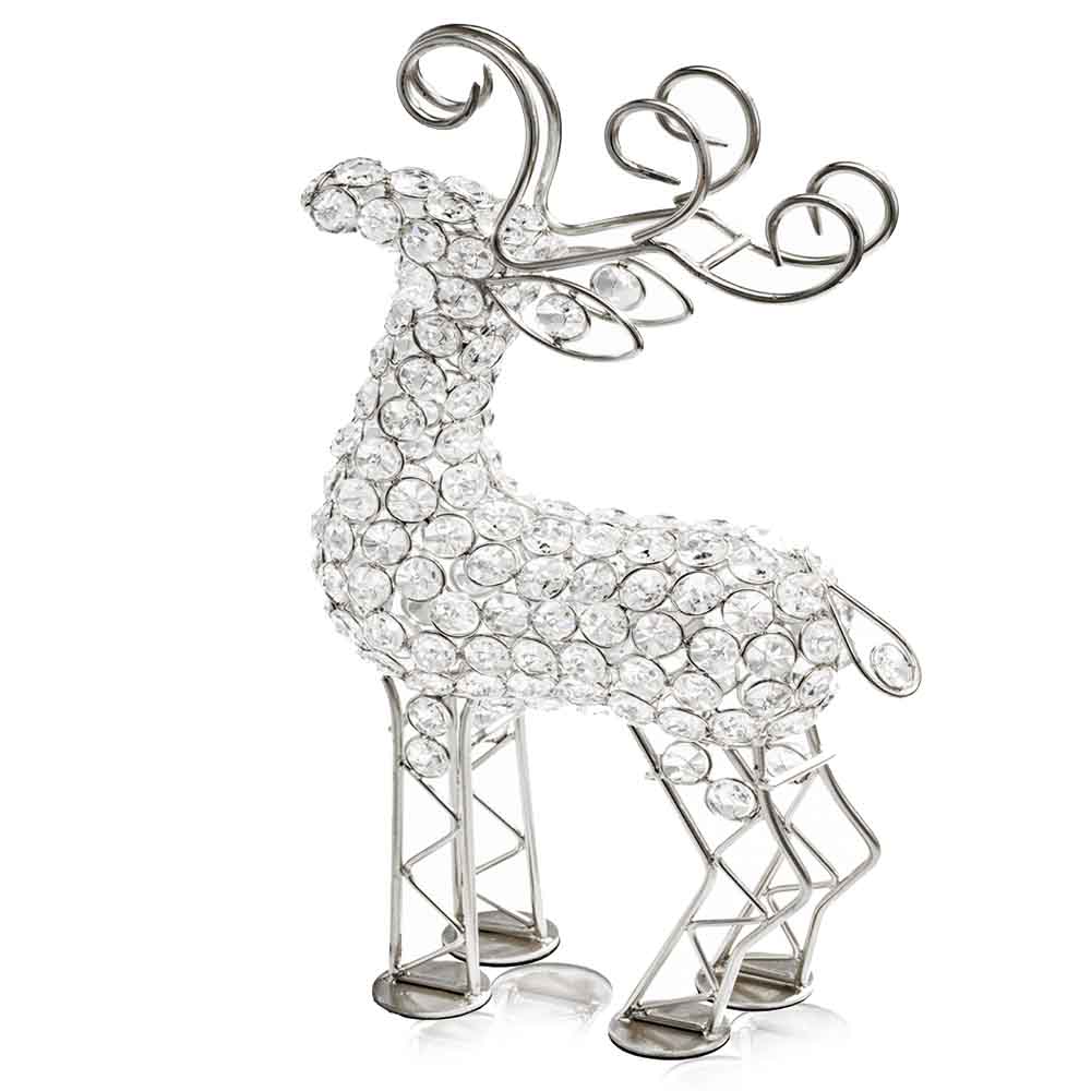 19" Silver Metal Reindeer Figurine