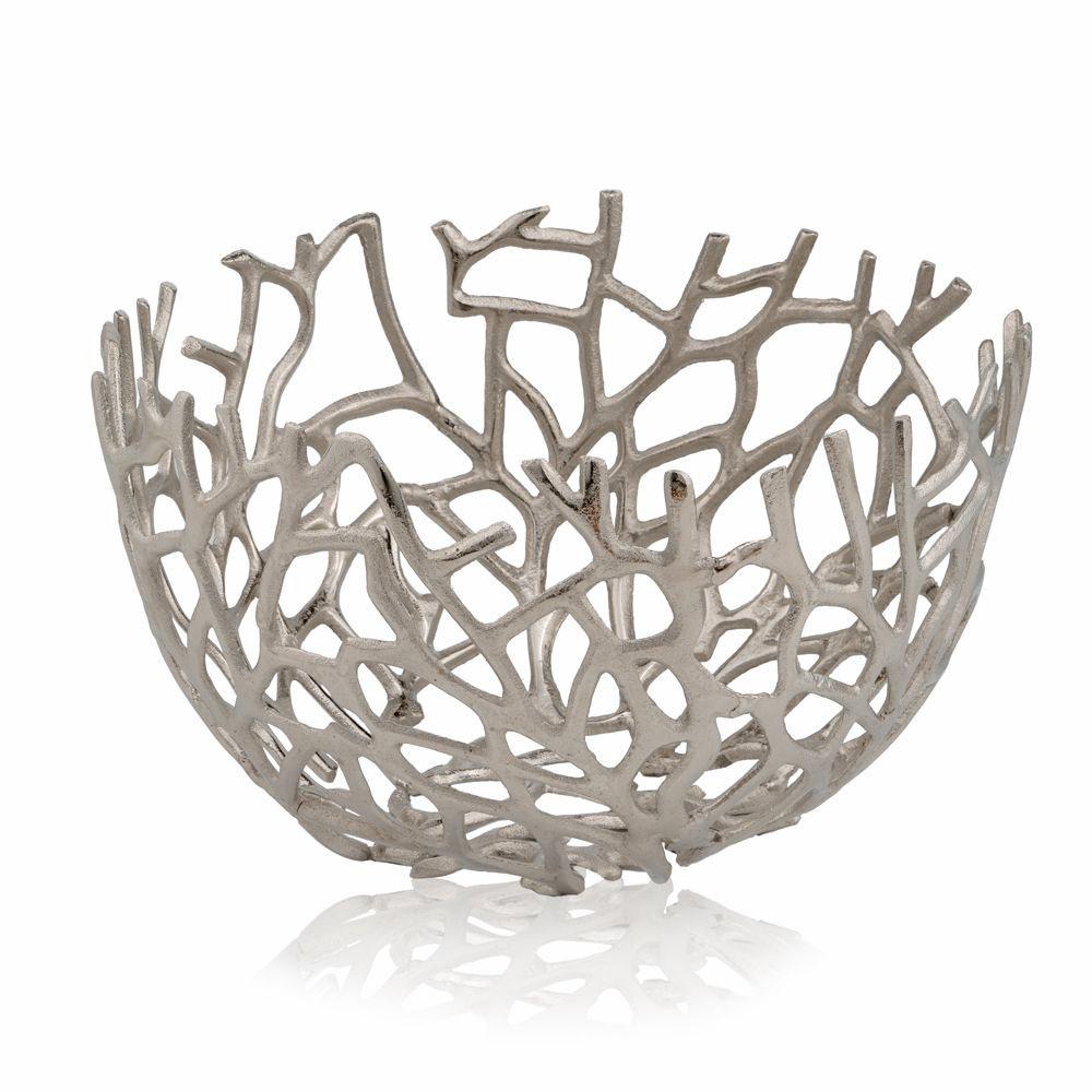 15" Silver Aluminum Twigs Centerpiece Bowl
