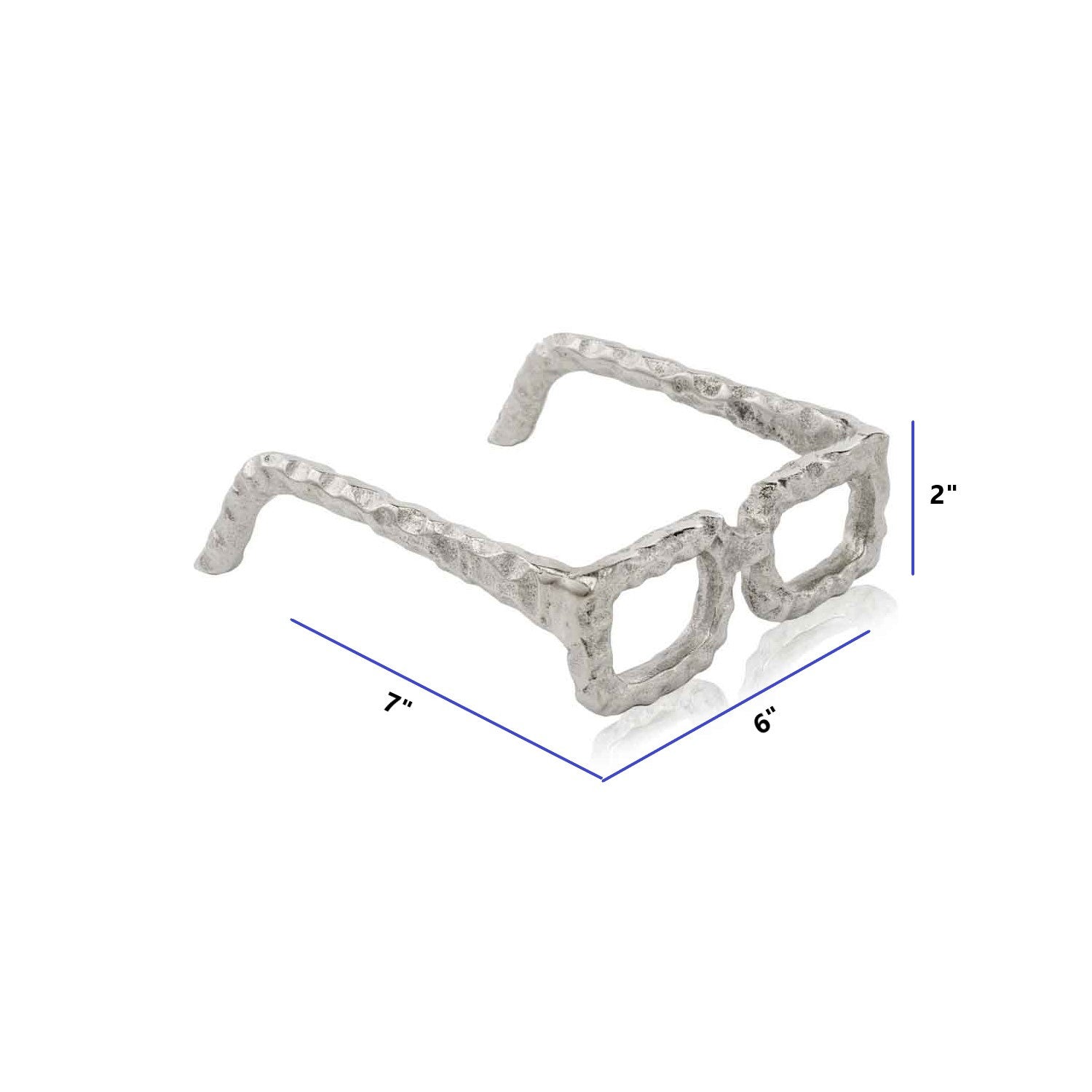 7" Silver Aluminum Textured Square Eyeglasses Tabletop Sculpture