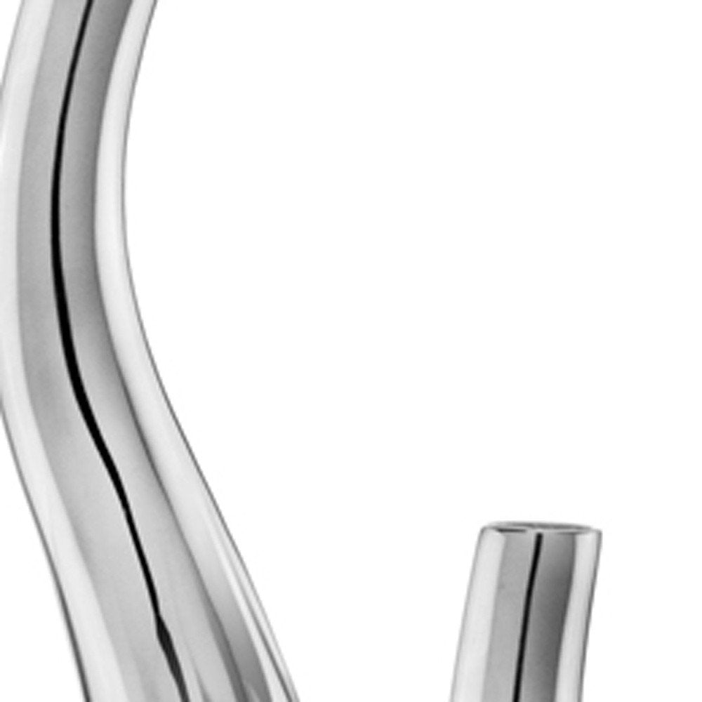 Set of Two Silver Aluminum Squiggly Vases