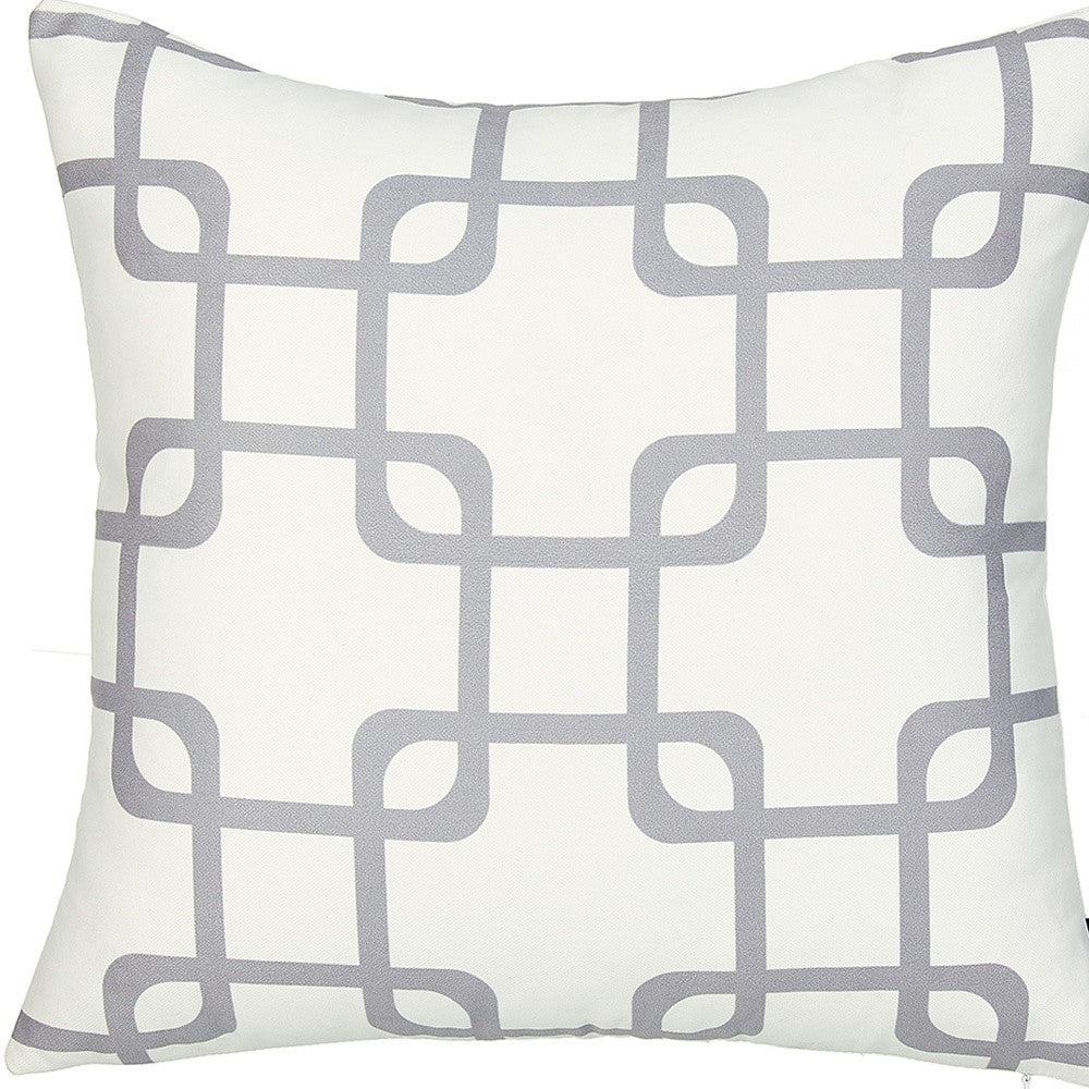 Gray And White Geometric Squares Decorative Throw Pillow Cover
