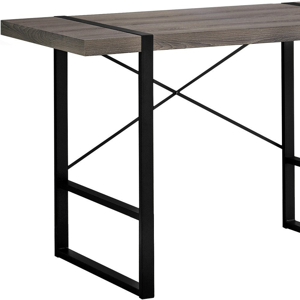 49" Taupe and Black Computer Desk
