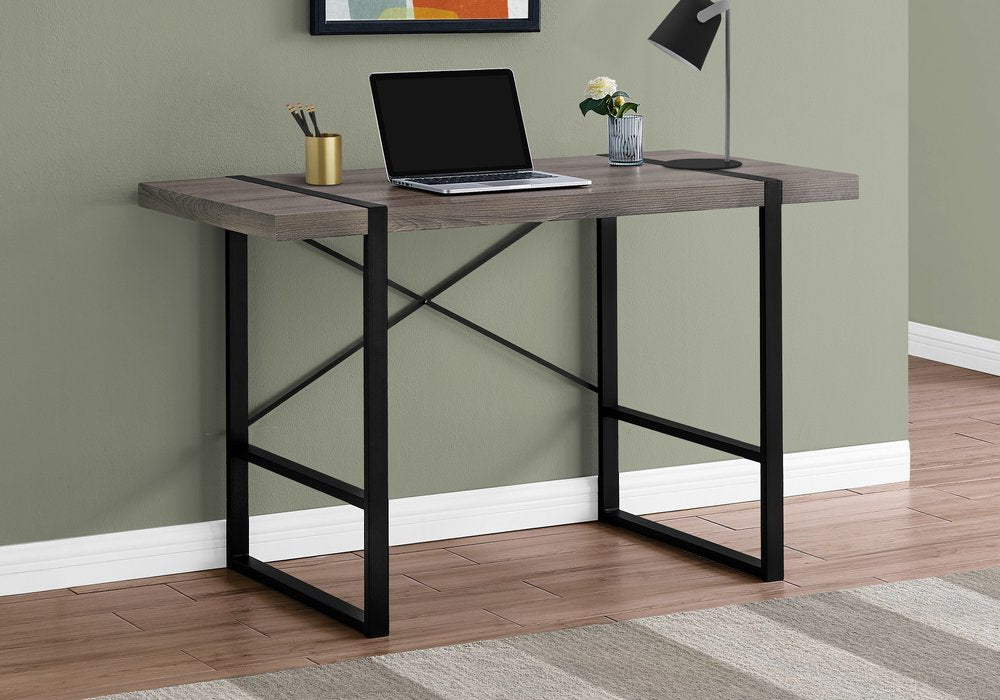 24" Taupe and Black Computer Desk