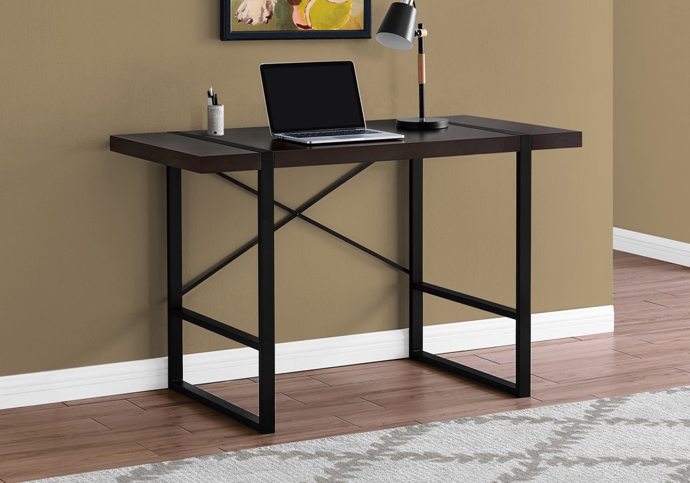 24" Dark Brown and Black Computer Desk