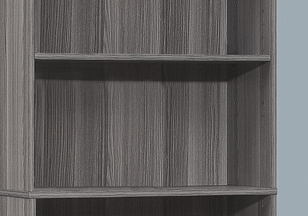 71" Gray Wood Adjustable Five Tier Bookcase