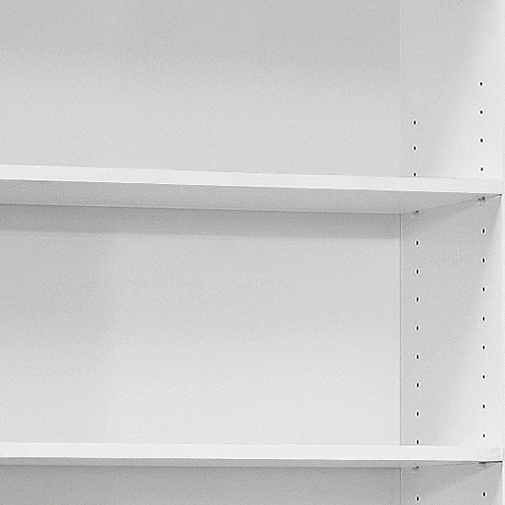 71" White Wood Adjustable Five Tier Bookcase