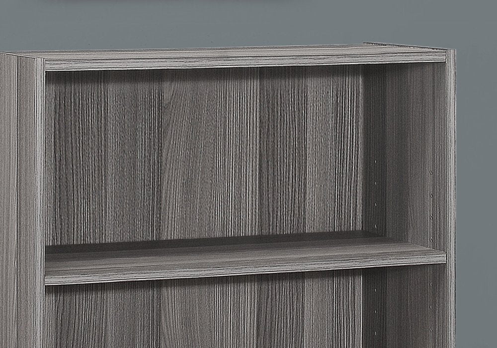 Gray Wood Adjustable Three Tier Bookcase