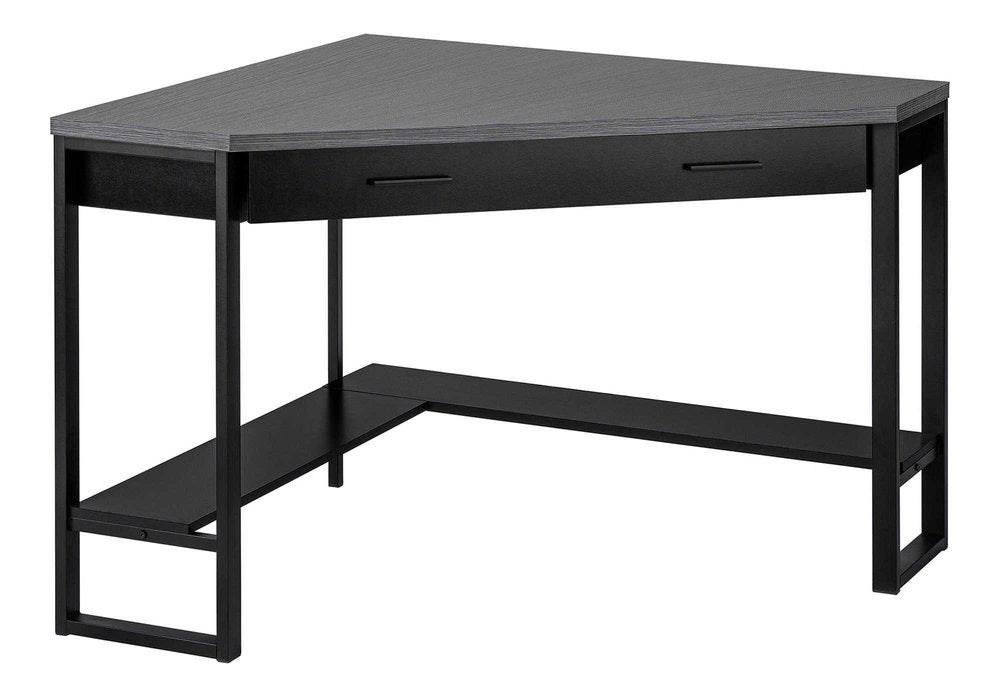 42" Gray and Black Corner Computer Desk