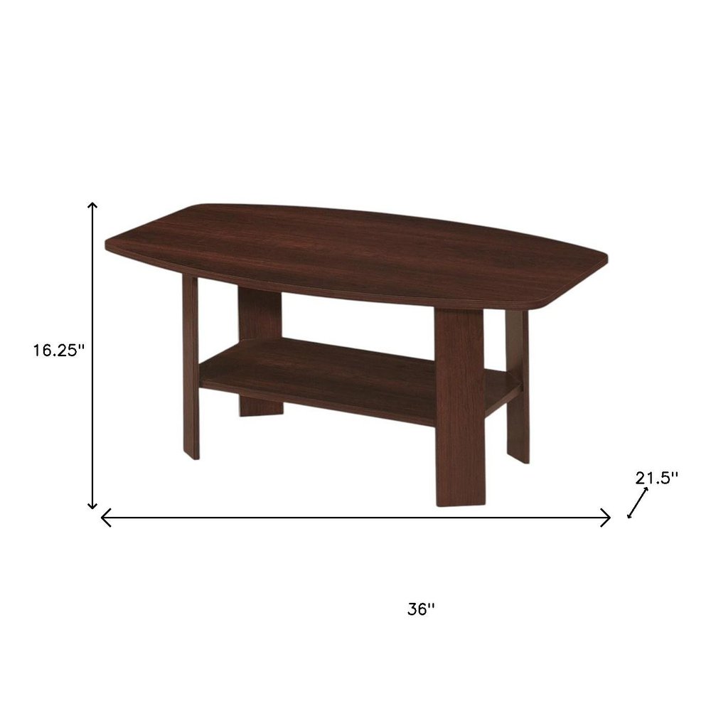 Set of Three 36" Dark Brown Coffee Table With Shelf