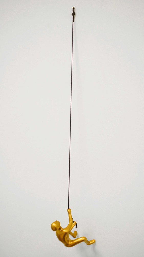 6" X 3" Gold Resin Climbing Man Hanging Dimensional Sculpture